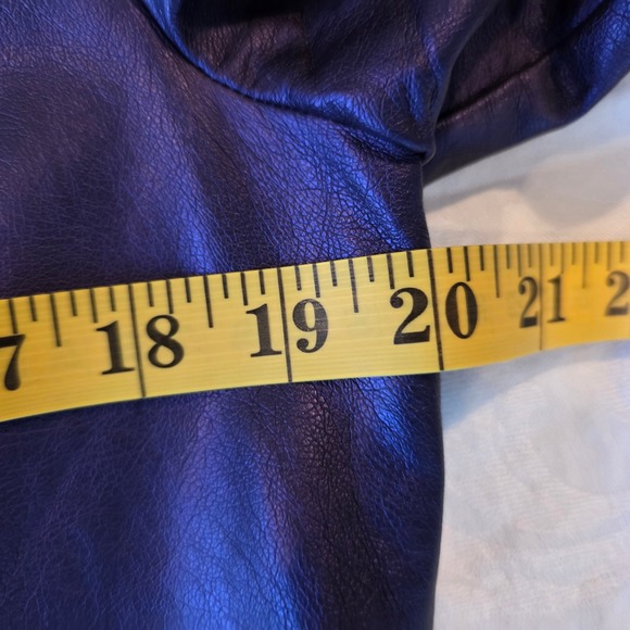 Chicos Metallic Purple Faux Leather Open Front Jacket Size 1 570149388 - Picture 8 of 13